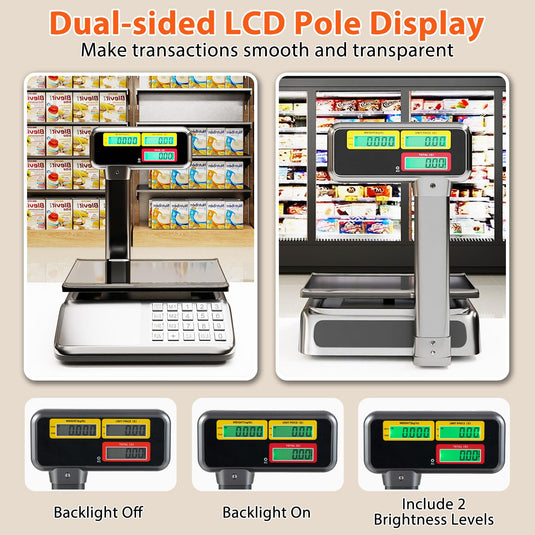 Goplus 88lb/40kg Price Computing Scale with Pole Dual LCD Display