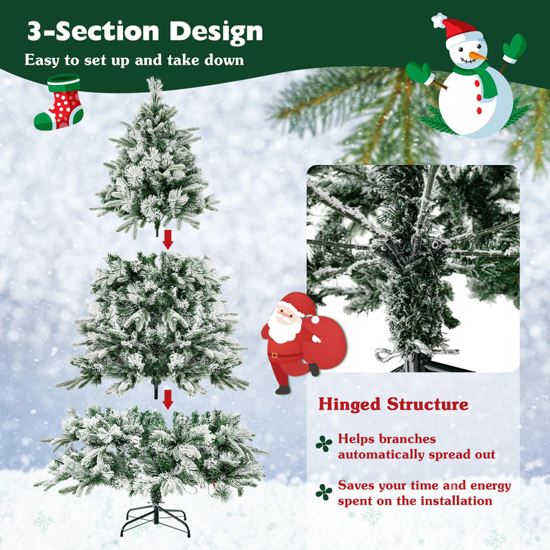 Load image into Gallery viewer, Goplus 6ft Pre-Lit Snow Flocked Artificial Christmas Tree, Pine Needles, for Holiday Party Office Home Decor
