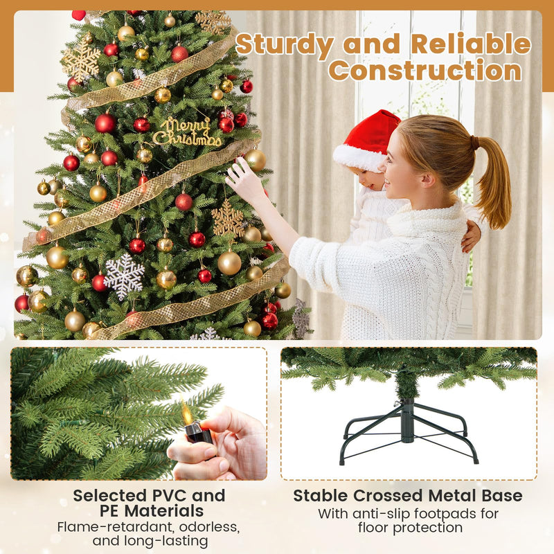 Load image into Gallery viewer, Goplus 7ft Hinged Xmas Full Tree with 470 Warm White &amp; Multicolored LED Lights
