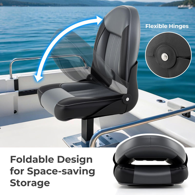 Load image into Gallery viewer, Goplus 2-Pack Folding High Back Boat Chairs | Waterproof PVC Leather Cabin Seating
