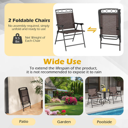 Goplus Bistro Table and Chairs Set of 2 Outdoor 3 Piece Patio Bistro Set with 1.57” Umbrella Hole