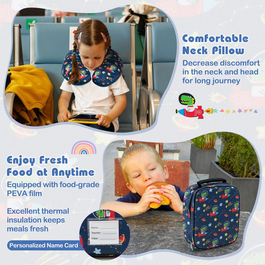 Goplus 5 Piece Kid’s Luggage Set, 15” Carry on Suitcase w/13” Backpack, Neck Pillow, Lunch Bag