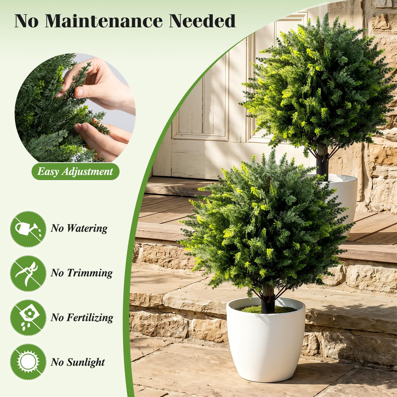 Load image into Gallery viewer, Goplus 27.5" Artificial Cypress Topiary Trees Set of 2 for Front Porch Patio Home Decoration
