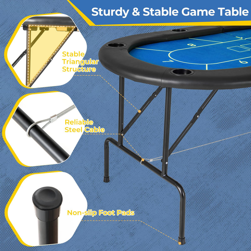Load image into Gallery viewer, Goplus 72 x 36 x 30.5 Inch Foldable Poker Table with 8 Cup Holders
