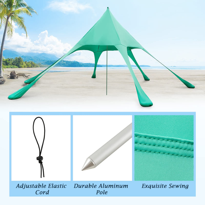 Load image into Gallery viewer, Goplus Beach Canopy, 20 x 20 FT Beach Shade with UPF50+ Sun Protection, Carrying Bag, Sand Shovel, Aluminum Pole, 6 Ground Stake
