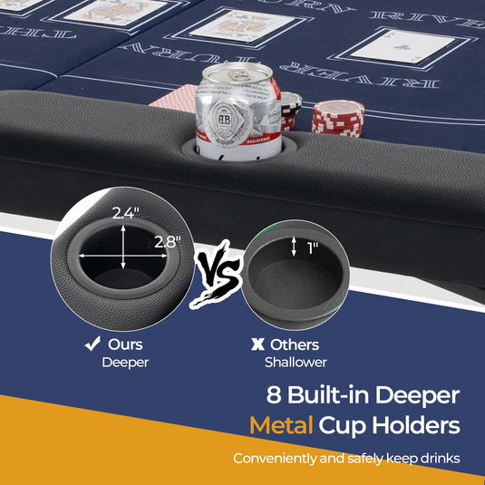 Goplus 72” Poker Table Foldable, 8 Players Card Board Game Table w/Deep Metal Cup Holders