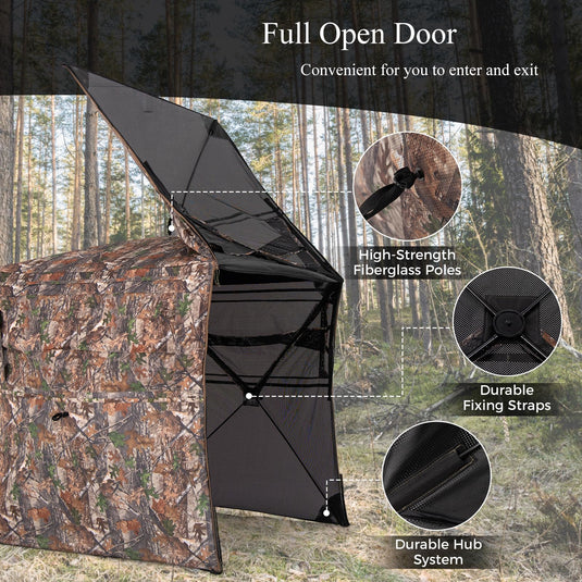 camouflage see through tent Goplus 360 Degree One-Way See-Through Hunting Blind, Camouflage Hunting Tent w/Full-Open Door, Carrying Bag