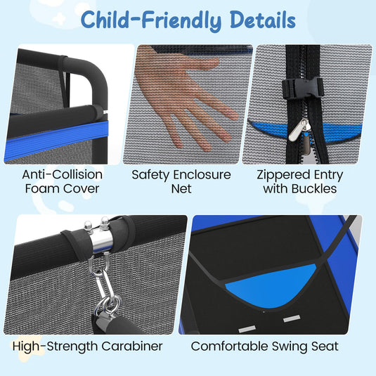 Goplus 6 x 4 FT Rectangle Kids Trampoline with Swing for Children Boys Girls