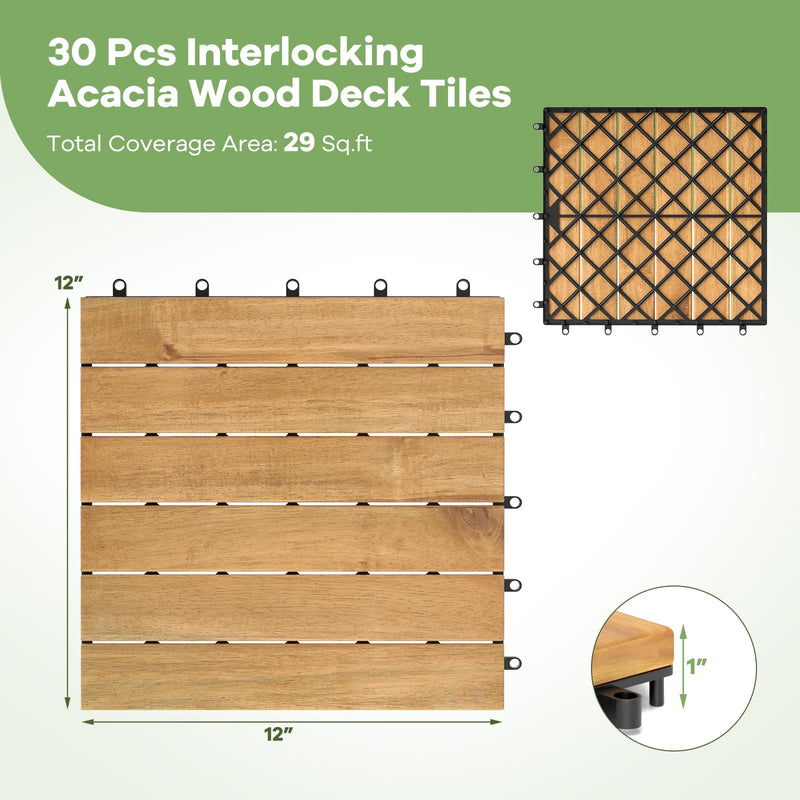 Load image into Gallery viewer, 12&quot; x 12&quot; Snap-Lock Outdoor Interlocking Flooring Tiles 30 Pcs

