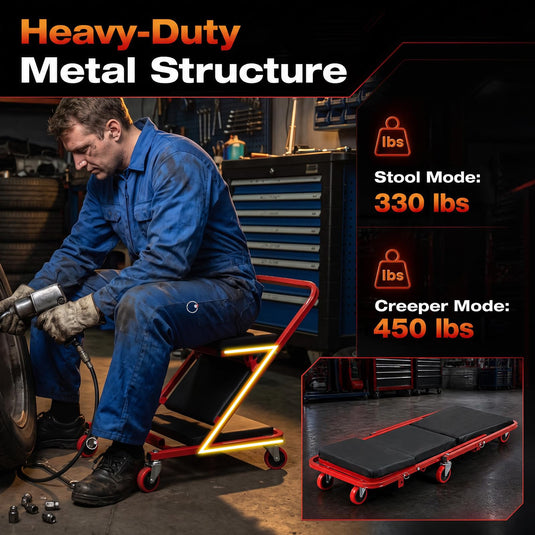Goplus 41" Foldable Mechanic Creeper | 450 LBS Capacity Padded Z Garage Seat