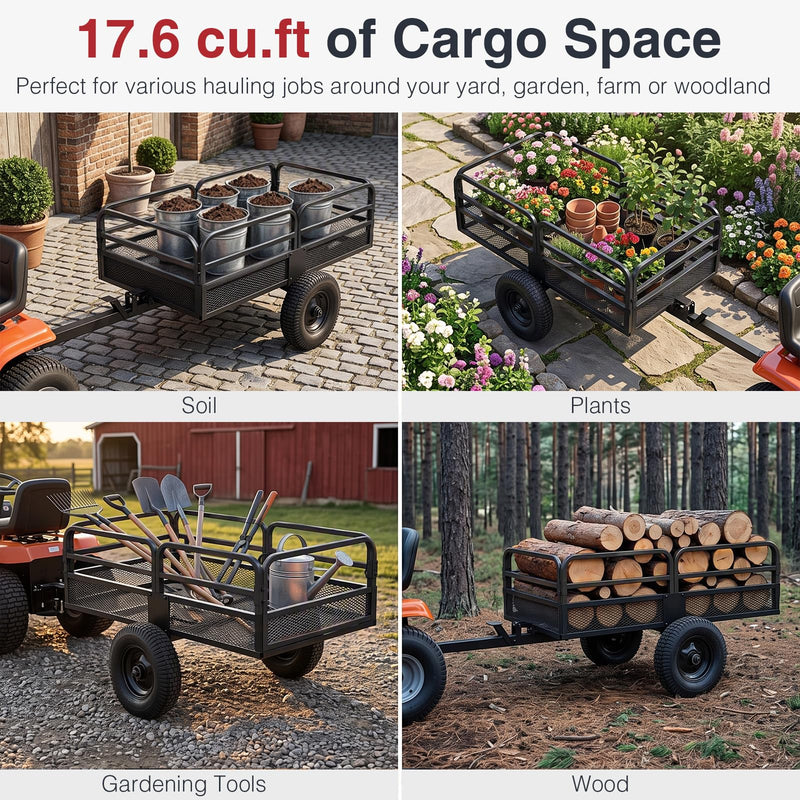 Load image into Gallery viewer, Goplus 1540 LBS Capacity 17.6 Cu. Ft Heavy Duty Metal Dump Cart Trailer
