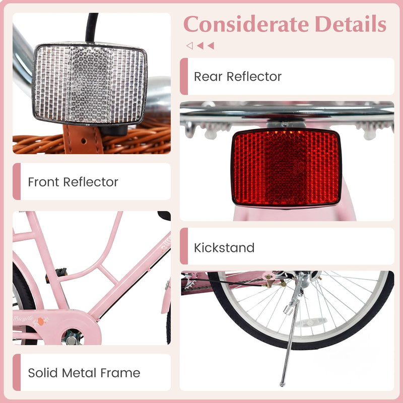 Load image into Gallery viewer, Goplus 24/26-Inch Beach Cruiser Bike for Women w/ Cup Holder Basket &amp; Front Rear Reflectors
