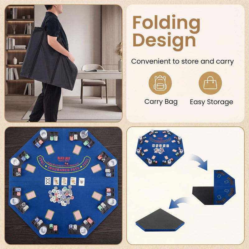 Load image into Gallery viewer, Goplus 48" Poker Table Top - 8 Player Foldable Texas Holdem Poker Table Topper
