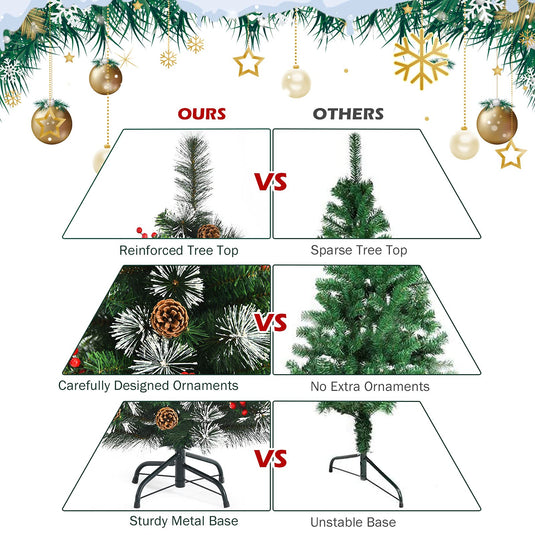 Goplus 4ft Snowy Artificial Christmas Tree Premium PVC Lifelike Full Tree for Holiday Celebration
