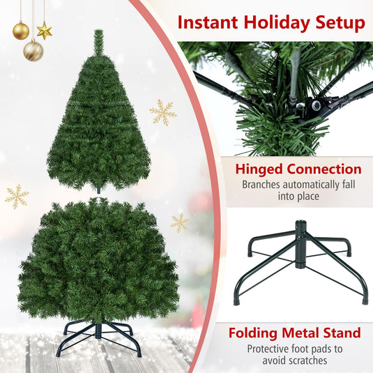 Goplus 5 FT Artificial Christmas Tree | Unlit Xmas Tree with 519 Full Branch Tips & Folding Metal Stand