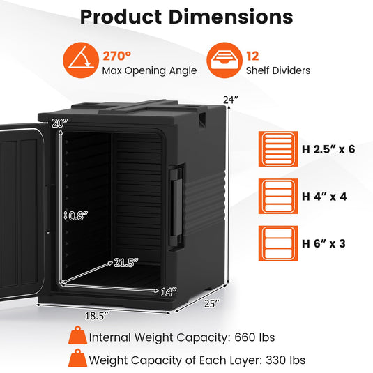 Goplus 91 Qt Insulated Food Pan Carrier with Door Shafts Latches and Sealing Strips