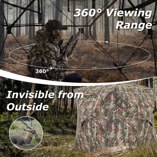 Goplus 360 Degree See-Through Hunting Blind w/Full-Open Door, Carrying Bag, 2-3 Person Ground Blind for Deer Turkey Hunting