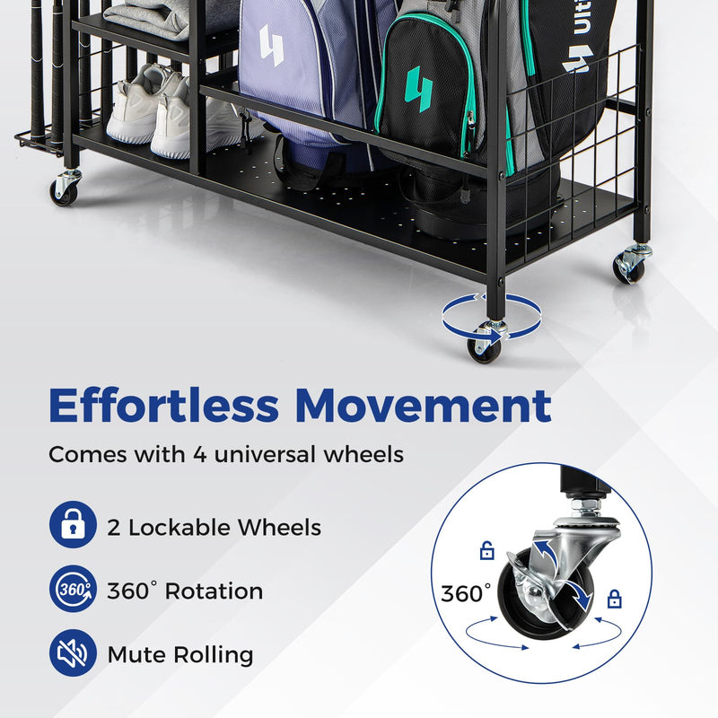 Load image into Gallery viewer, Goplus Golf Bag Storage Garage Organizer, Extra Large Storage Stand for 2 Golf Bags
