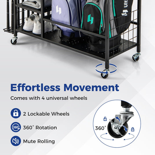 Goplus Golf Bag Storage Garage Organizer, Extra Large Storage Stand for 2 Golf Bags