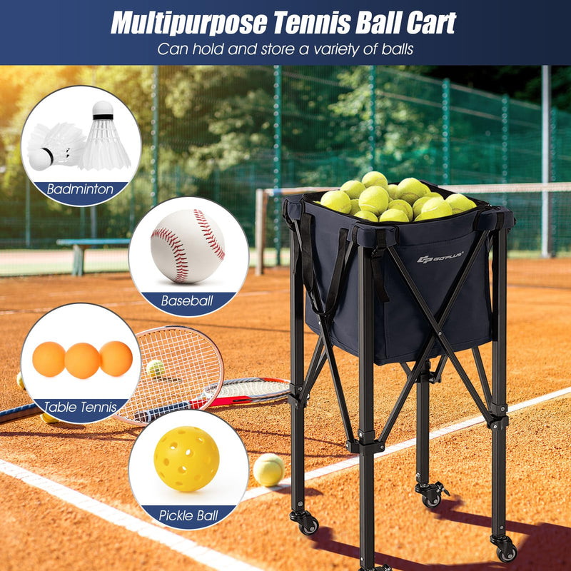 Load image into Gallery viewer, Goplus Foldable Tennis Ball Hoppers, Lightweight Aluminum Tennis Ball Basket
