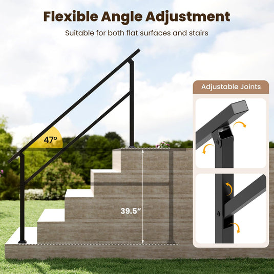 Goplus Handrail for Outdoor Steps with Installation Kit Fits 0-5 Steps