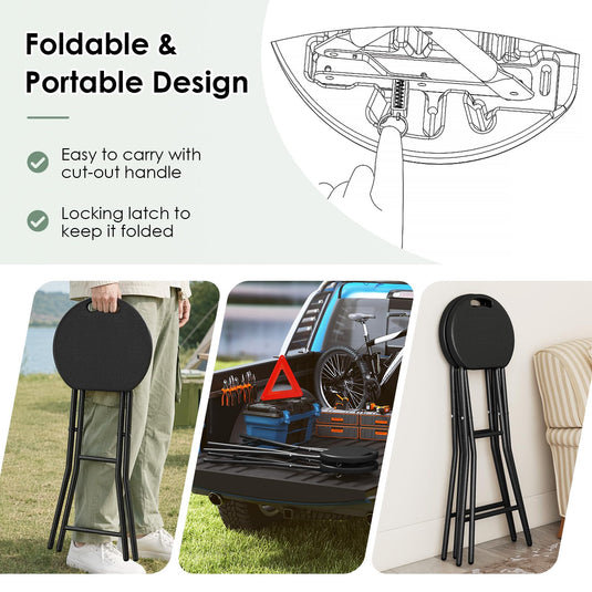 Goplus Folding Stool 27.5" Counter Height Backless Bar Chair for Kitchen Island Bar Table Patio