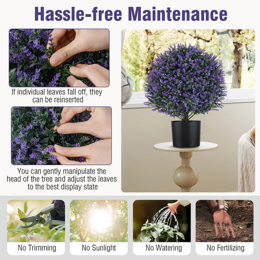 Goplus 21.5’’ Artificial Lavender Topiary Ball Tree Set of 2
