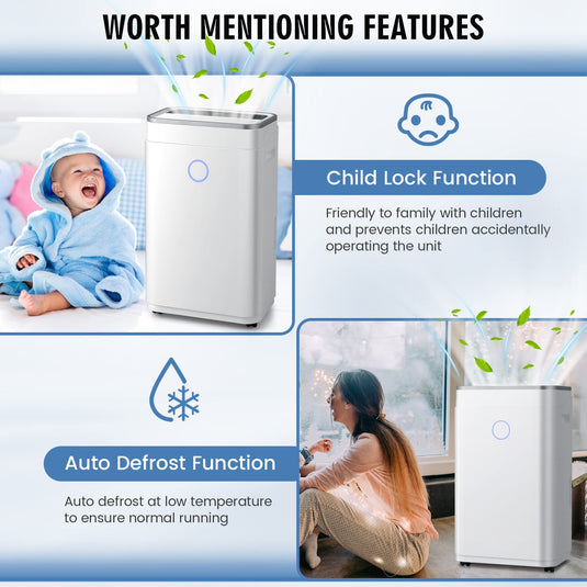 60 Pints Dehumidifier Rooms up to 4000 Sq. Ft, with 3 Modes, 3-Color Digital Display, 1.7 Gallon Water Tank