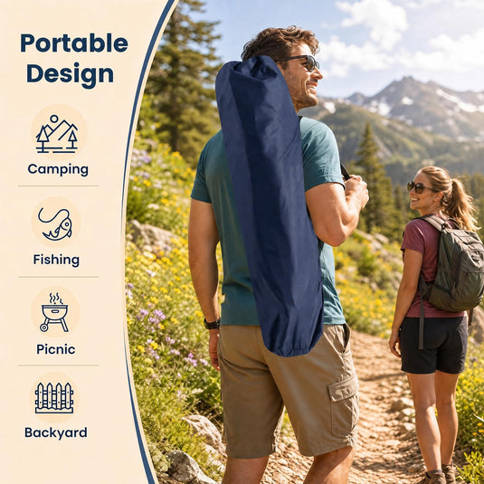 Goplus Portable Folding Camping Reclining Chair with Footrest and Adjustable Backrest