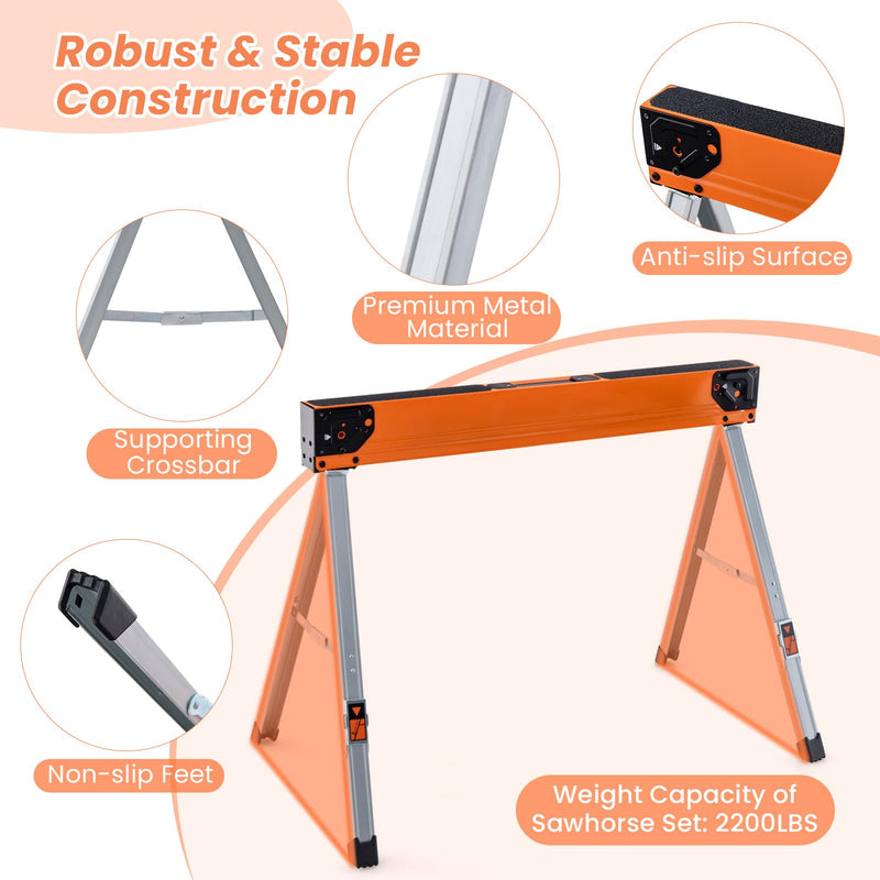 Load image into Gallery viewer, Goplus 2 Pack Folding Saw Horses

