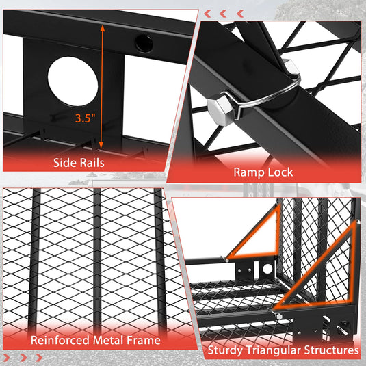 Goplus Hitch Mount Wheelchair Carrier, Mobility Scooter Loading Ramp with 2 Tie Down Straps
