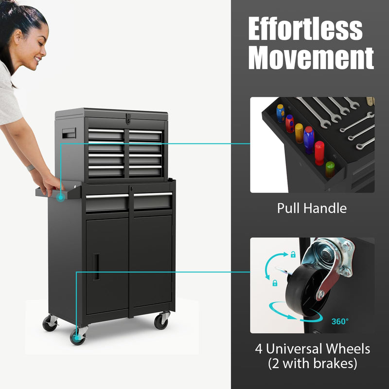 Load image into Gallery viewer, Goplus Tool Chest, 5-Drawer Rolling Tool Storage Cabinet with Detachable Top Tool Box
