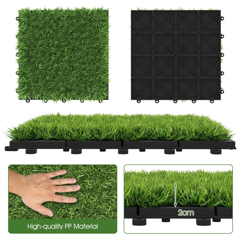 Load image into Gallery viewer, Goplus 12” x 12” Pack of 30 Fake Grass Turf Tiles Set
