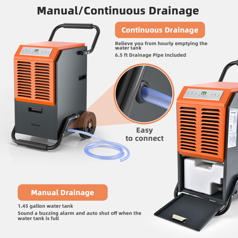 Load image into Gallery viewer, 140 pints Commercial Dehumidifier, Industrial Dehumidifier with 1.45 Gallon Water Tank &amp; Drainage Pipe
