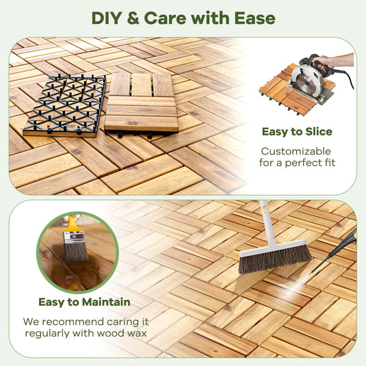 12" x 12" Snap-Lock Outdoor Interlocking Flooring Tiles 30 Pcs