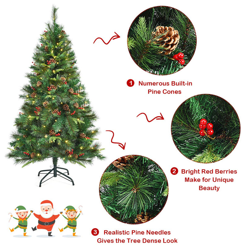 Load image into Gallery viewer, Goplus 5 ft Pre-lit Artificial Christmas Tree w/ 150 LED Lights and Metal Stand
