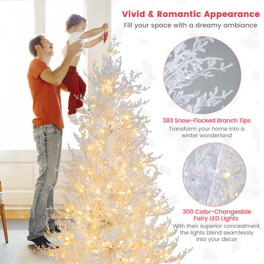 Goplus 6ft Pre-Lit Artificial Christmas Tree with 300 Multi-Color & Wa ...