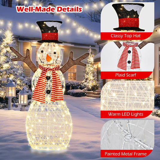 Goplus 3.6 FT Lighted Christmas Snowman with 80 LED Lights