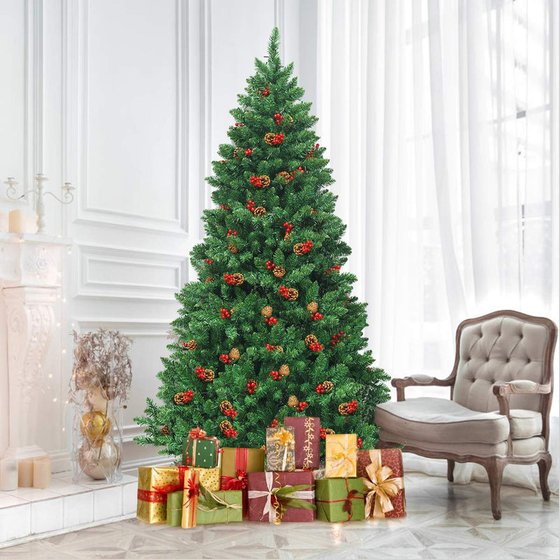 Load image into Gallery viewer, Goplus 6.5FT Pre-Lit Christmas Tree with 1100 Branch Tips Pine Cones and Red Berries
