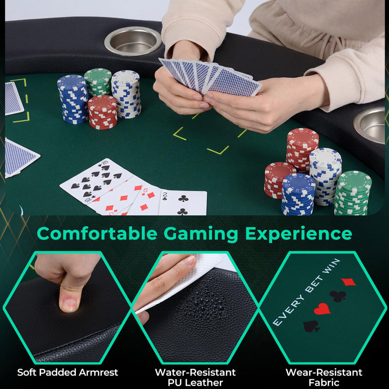 Load image into Gallery viewer, Goplus 48" 8 Player Round Casino Leisure Texas Holdem Game Table with Metal Legs
