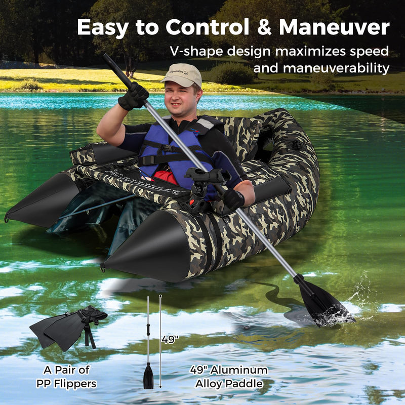 Load image into Gallery viewer, Goplus Inflatable Float Tube, Fishing Belly Boat, Fishing Float Tube for Angling, 350LBS Load Capacity
