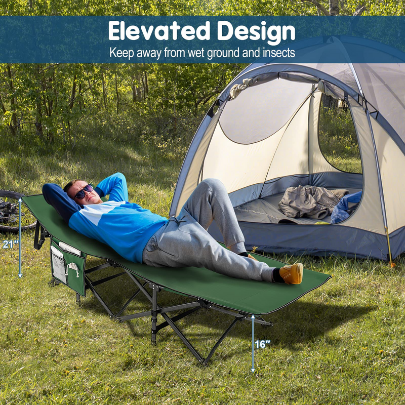 Load image into Gallery viewer, Goplus Folding Camping Cot, 27.5&quot; Sleeping Cot for Adults with Carry Bag, 600LBS Weight Capacity
