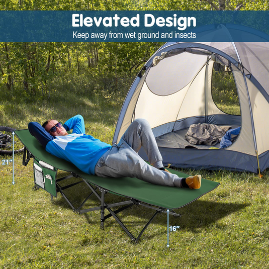 Goplus Folding Camping Cot, 27.5" Sleeping Cot for Adults with Carry Bag, 600LBS Weight Capacity
