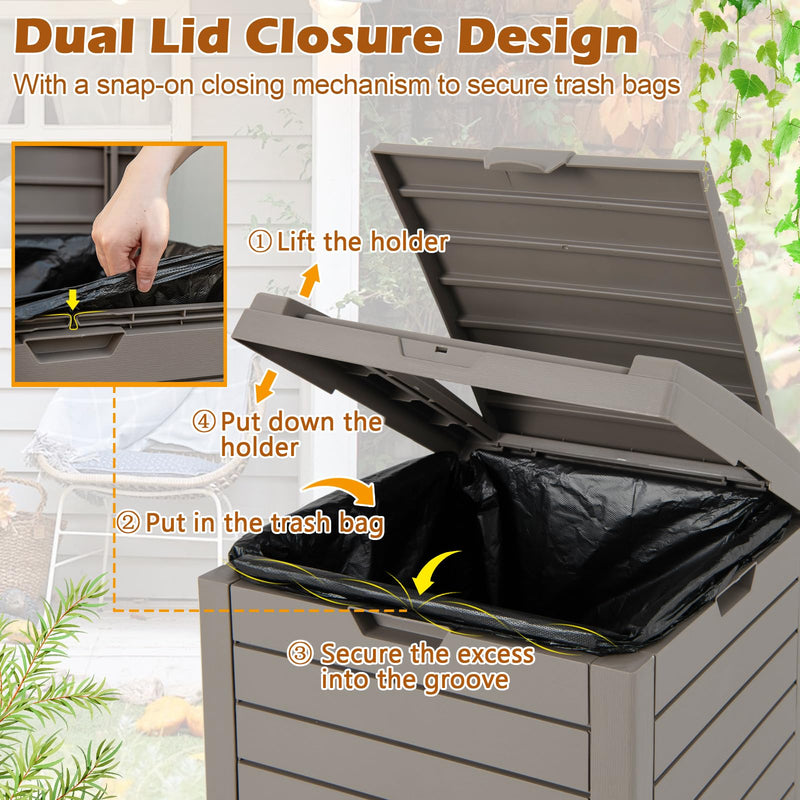 Load image into Gallery viewer, Goplus Outdoor Trash Can with Lid, 31 Gallon Large Outdoor Trash Bin &amp; Pull-Out Liquid Drawer
