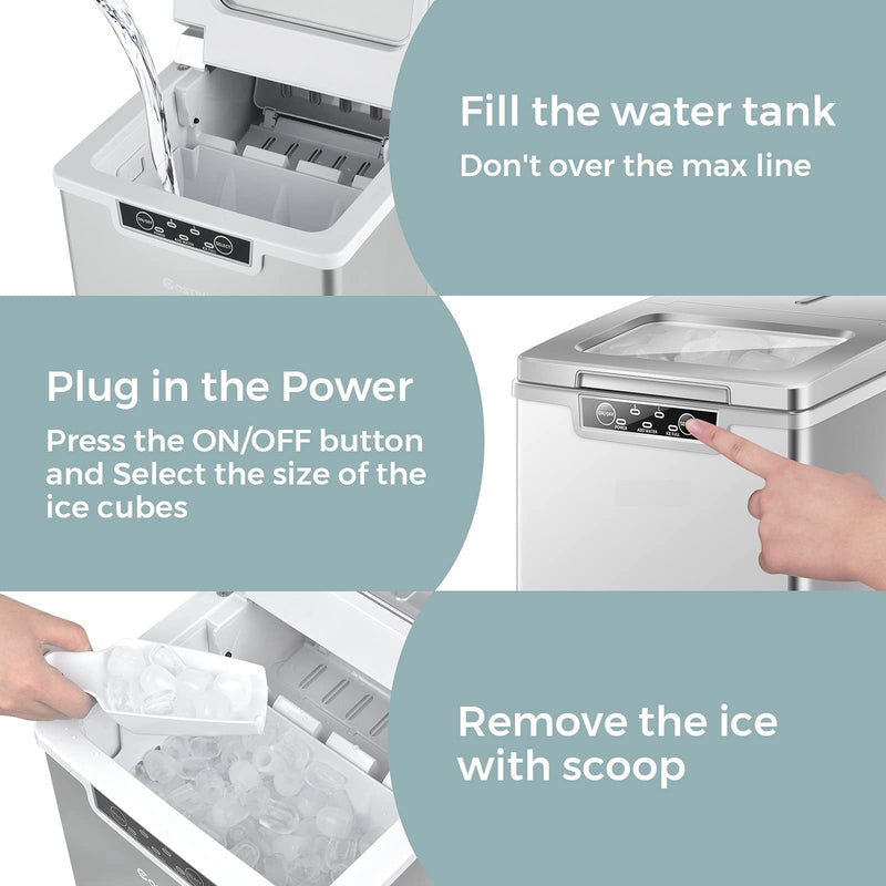 Load image into Gallery viewer, Portable Countertop Ice Maker, 26LBS/24H Mini Ice Cube Machine w/8 Min Processing 9 Cubes
