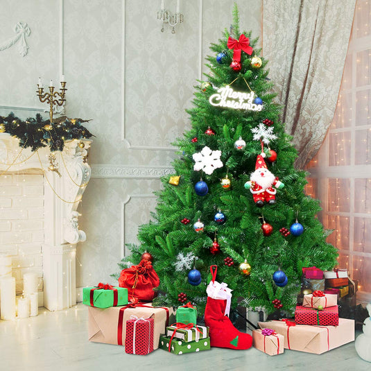 Goplus 6ft Christmas Tree Artificial Premium Hinged Spruce Full Tree with Solid Metal Stand