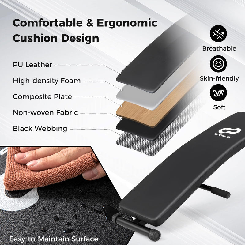 Load image into Gallery viewer, Goplus Adjustable Decline Sit Up Bench for Exercise, Foldable Curved Slant Bench with High Density Foam Cushioned Seat
