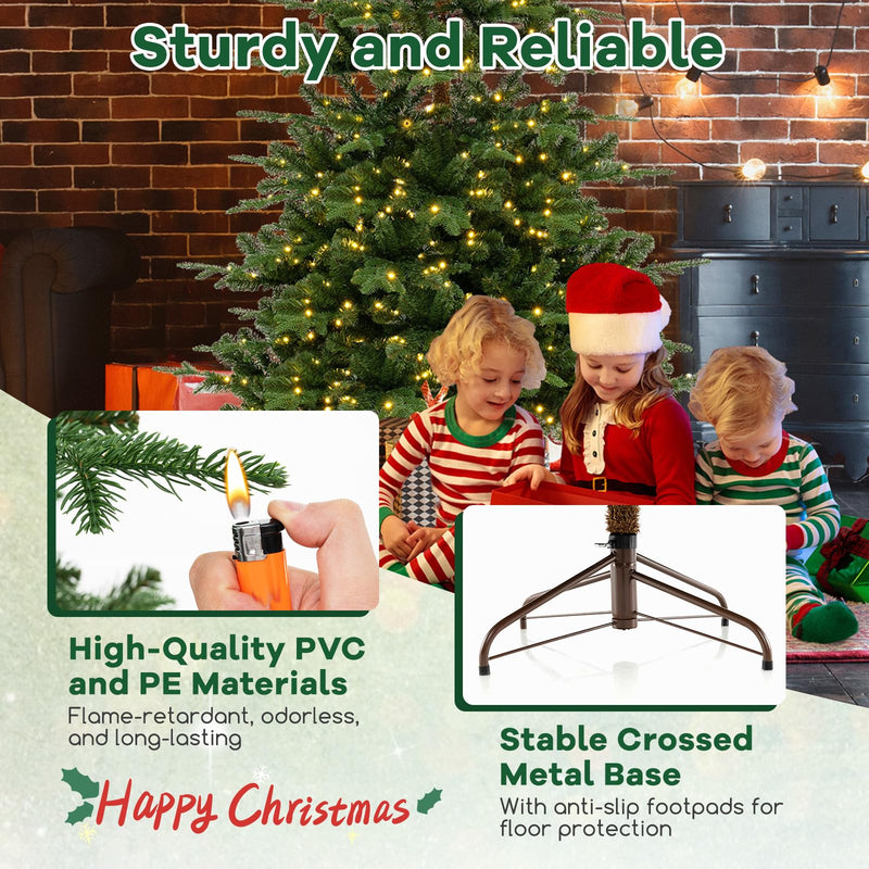 Load image into Gallery viewer, Goplus 7 FT Pre-Lit Artificial Christmas Tree with 1303 PE &amp; PVC Branch Tips
