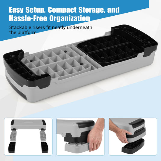 Goplus 35.5" Aerobic Step Platform w/4 Risers | Exercise Stepper for Home Gym Workout