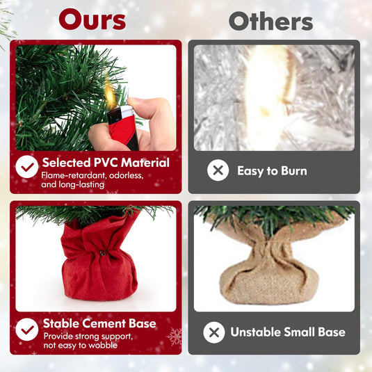 Goplus Tabletop Battery Operated Small Fir Xmas Tree with Warm White LED Lights